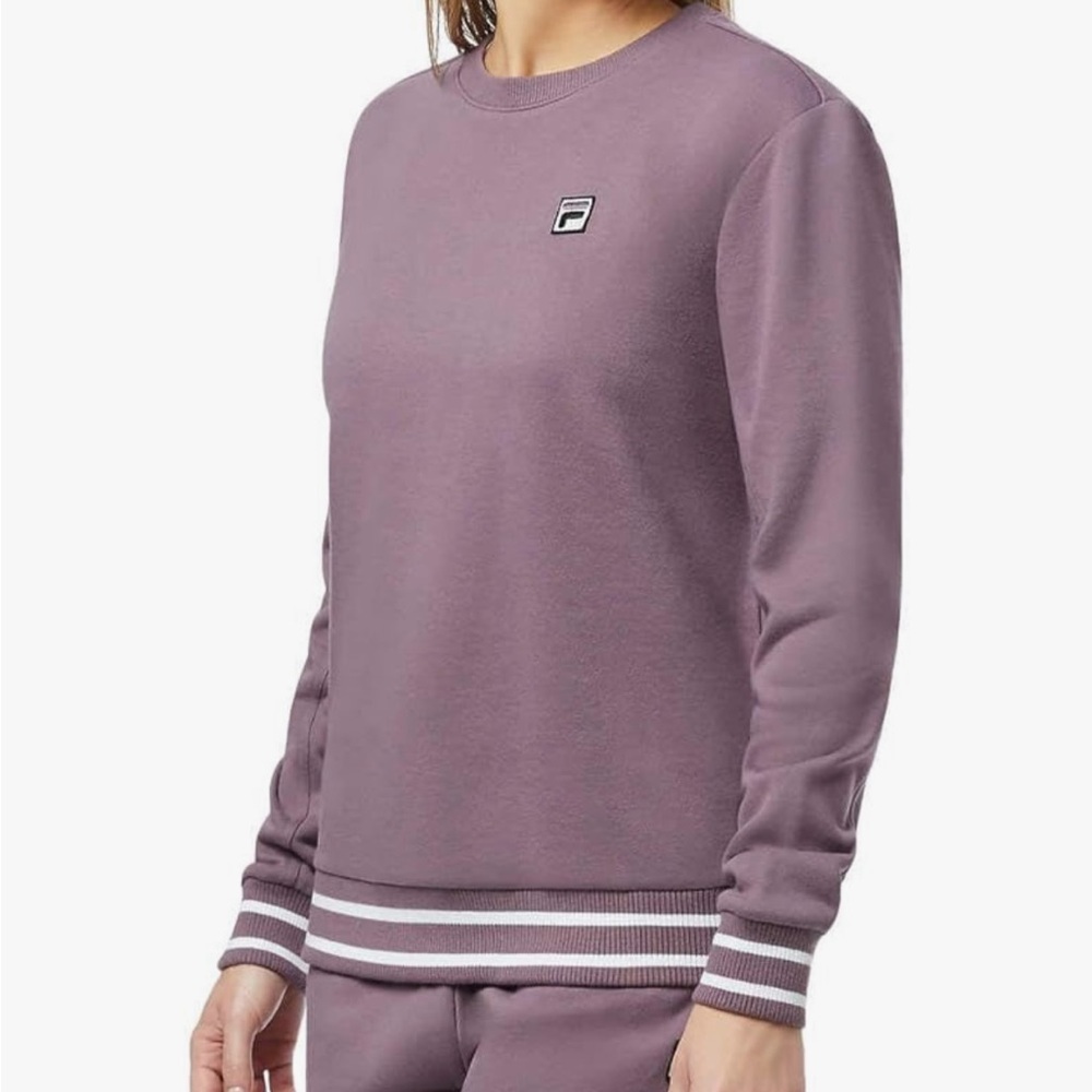 Fila Women’s Terry Crew Neck Sweatshirt (Colors: Plum & White) Size M